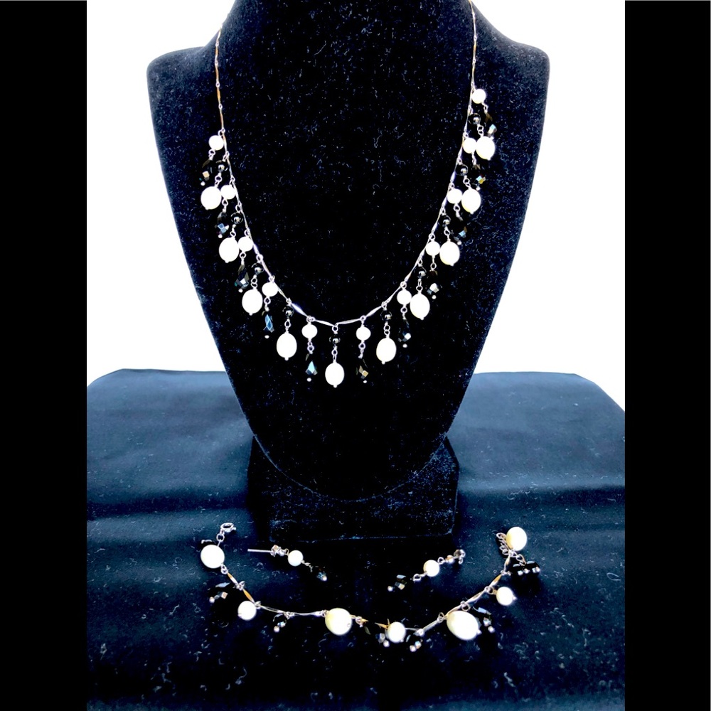 Sterling Silver/Black Onyx/Pearl 3 Piece Set